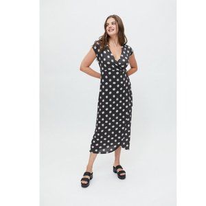 Urban Outfitters Zina Wrap Midi Dress Carbon Gray Floral XS